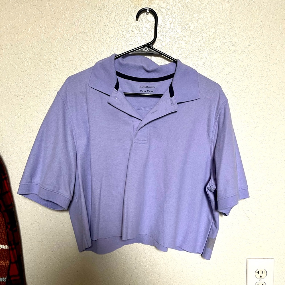 Lavender cropped polo